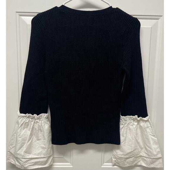 Maeve by Anthropologie Ribbed bell-sleeve sweater top black size small - Picture 5 of 6